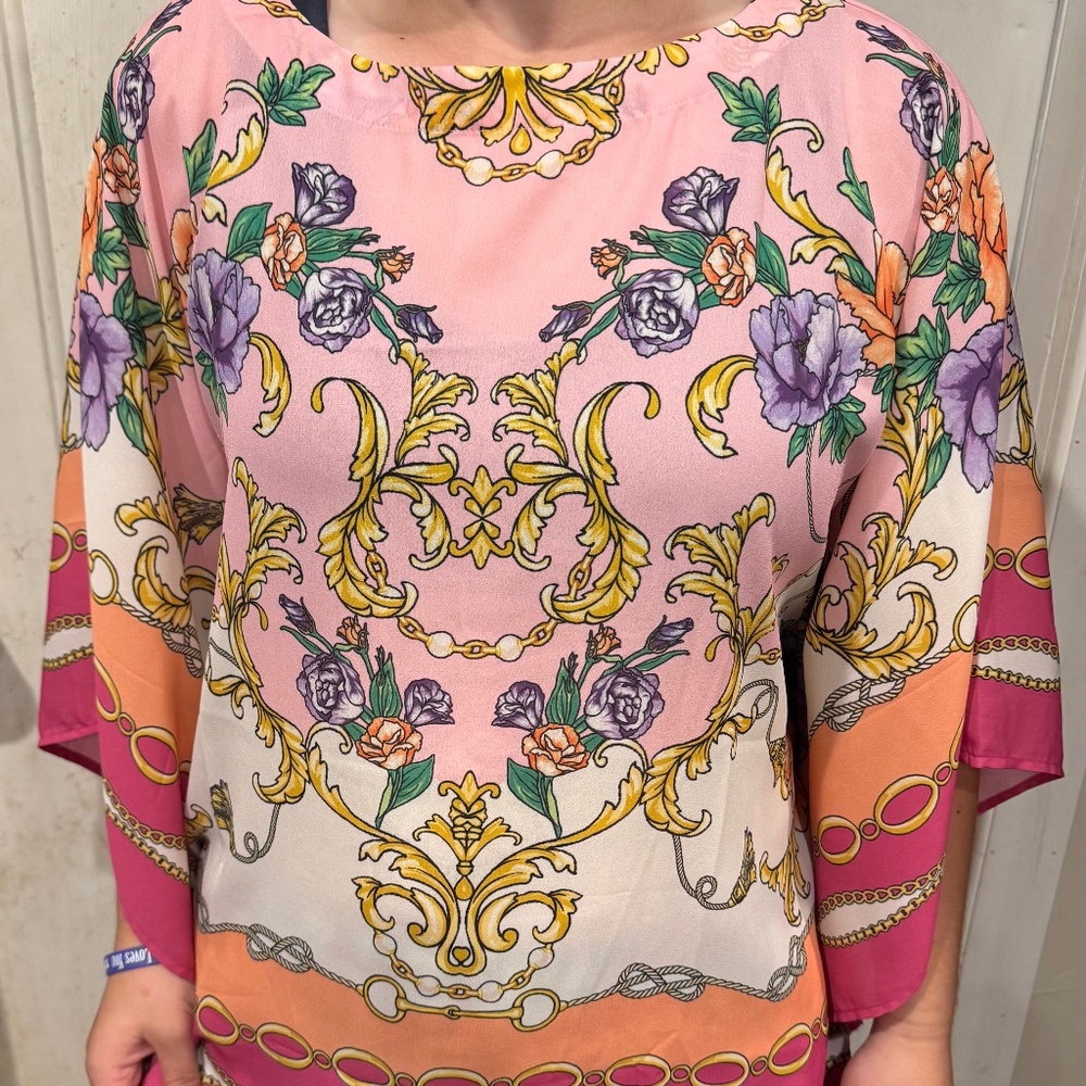 Belle Kim Gravel medium tunic floral flowing arm